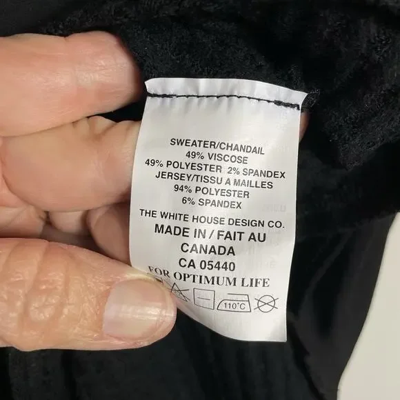 Sympli Waffle Knit Tunic Top Size 8 Black Asymmetrical Hem Lagenlook Minimalist - Picture 10 of 11